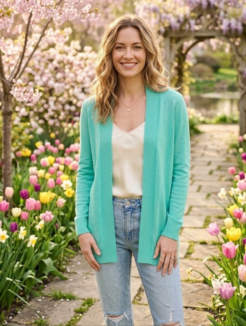 Liz Claiborne Open-Front Teal Cardigan Sweater- Size Small